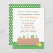 グリーンサムスプランターボックス子供の誕生日パーティー 招待状 (正面/裏面)