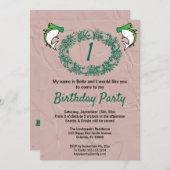 グリーンサメ&バラリース1st誕生日 招待状 (正面/裏面)