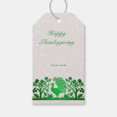 グリーンサンクスギビングターキーフローラギフトラベル ギフトタグ (正面)