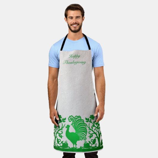グリーンサンクスギビングトルコフローラエプロン エプロン (着用した状態)