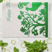 グリーンサンクスギビングトルコフローラキッチンタオル キッチンタオル (折り畳み)