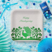 グリーンサンクスギビングトルコフローラ紙プレート ペーパープレート (パーティー)