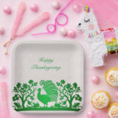 グリーンサンクスギビングトルコフローラ紙プレート ペーパープレート (パーティー)