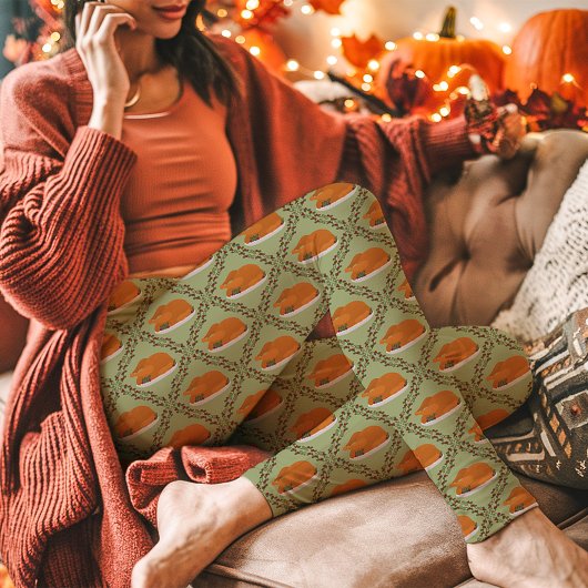 グリーンサンクスギビング七面鳥ホリデーパターン レギンス