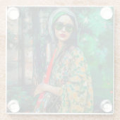 グリーンサングラスの女性 ガラスコースター (裏面)