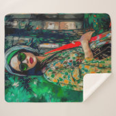 グリーンサングラスの女性 シェルパブランケット (正面(横))