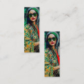 グリーンサングラスの女性 スキニー名刺 (正面/裏面)