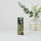 グリーンサングラスの女性 スキニー名刺 (スタンド正面)