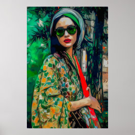 グリーンサングラスの女性 ポスター