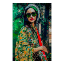 グリーンサングラスの女性