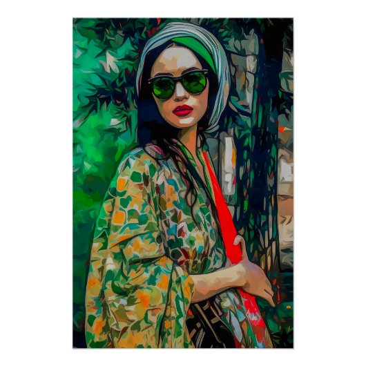 グリーンサングラスの女性 ポスター (正面)