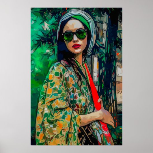 グリーンサングラスの女性 ポスター (正面)