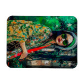 グリーンサングラスの女性 マグネット (横)