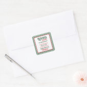グリーンサンタの速達 クリスマス柄チェック スクエアシール (封筒)