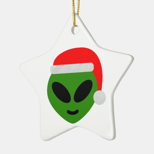 グリーンサンタエイリアン絵文字 セラミックオーナメント (左)