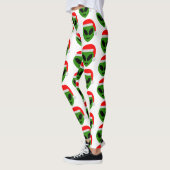 グリーンサンタエイリアン絵文字 レギンス (左)