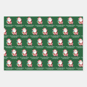 グリーンサンタクロースカスタマイズキッズクリスマス ラッピングペーパーシート (正面)
