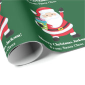 グリーンサンタクロースカスタマイズキッズクリスマス ラッピングペーパー (ロールコーナー)