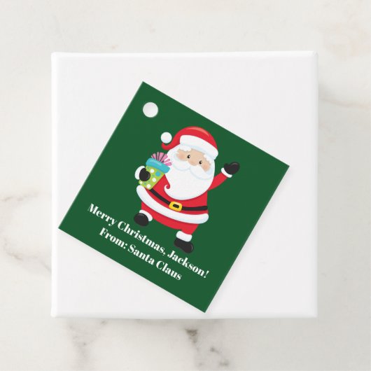 グリーンサンタクロースカスタムキッズクリスマスパーティー フェイバータグ (インサイチュ)