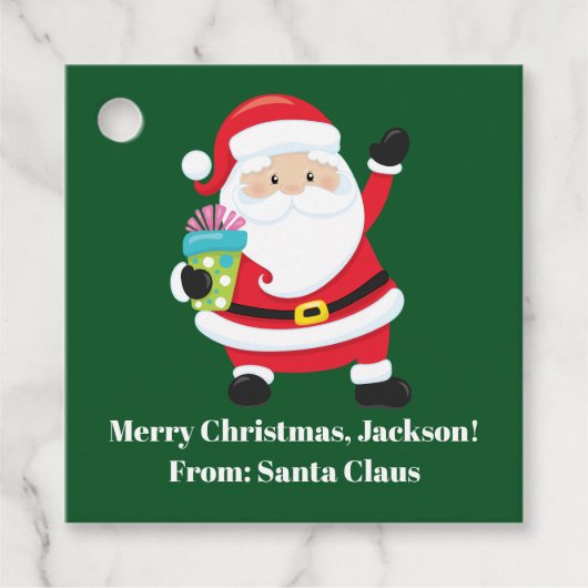 グリーンサンタクロースカスタムキッズクリスマスパーティー フェイバータグ (正面)