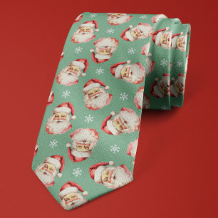 グリーンサンタクロース クリスマス スノーフレーク ホリデー ネクタイ
