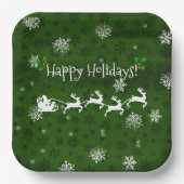 グリーンサンタズスレイアンドトナカイ紙プレート ペーパープレート (正面)