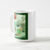 グリーンサンタハットコーヒーマグのクリスマスバード コーヒーマグカップ (正面左)