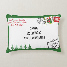 グリーンサンタレタークリスマスをパーソナライズ アクセントクッション