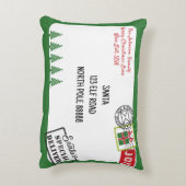 グリーンサンタレタークリスマスをパーソナライズ アクセントクッション (裏面(縦))