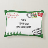 グリーンサンタレタークリスマスをパーソナライズ アクセントクッション (裏面)