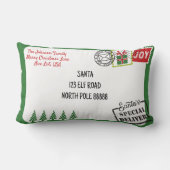 グリーンサンタレタークリスマスをパーソナライズ ランバークッション (裏面)