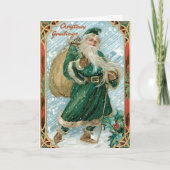 グリーンサンタヴィンテージメリークリスマス シーズンカード (正面)