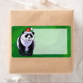 グリーンサンタ帽子かわいいパンダ ラベル (インサイチュ)