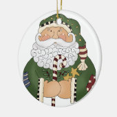 グリーンサンタ節クラシッククリスマス セラミックオーナメント (左)