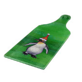 グリーンサンタ・ハットにかわいいペンギン カッティングボード (角)