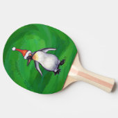 グリーンサンタ・ハットにかわいいペンギン 卓球ラケット (横)