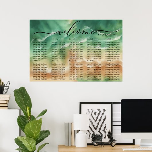 グリーンサンド海ビーチお祝いウェルカムシート ポスター (ホームオフィス)