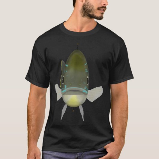 グリーンサンフィッシュ - 魚の頭 Tシャツ (正面)