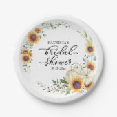 グリーンサンフラワーズカボチャ秋ブライダルシャワー ペーパープレート (正面)