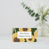 グリーンサンフラワーフローラルパターンデザインミニマリスト 名刺 (スタンド正面)