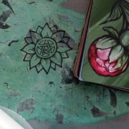 グリーンサンフラワーペンタグラムドルイド異教のアート ラバースタンプ