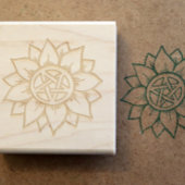 グリーンサンフラワーペンタグラムドルイド異教のアート ラバースタンプ