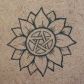 グリーンサンフラワーペンタグラムドルイド異教のアート ラバースタンプ