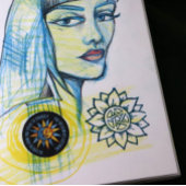 グリーンサンフラワーペンタグラム異教のドロイド ラバースタンプ