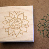 グリーンサンフラワーペンタグラム異教のドロイド ラバースタンプ