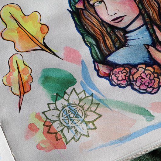 グリーンサンフラワーペンタグラム異教のドロイド ラバースタンプ