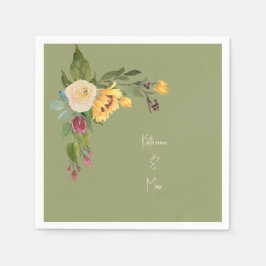 グリーンサンフラワー結婚ズカクテル スタンダードカクテルナプキン