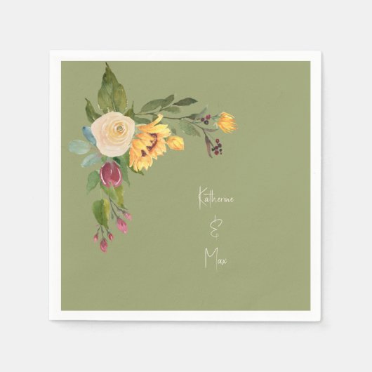 グリーンサンフラワー結婚ズカクテル スタンダードカクテルナプキン (正面)