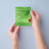 グリーンサンフラワー結婚式招待状ポストカードフライヤー チラシ (手)