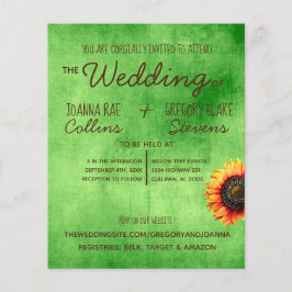 グリーンサンフラワー結婚式招待状ポストカードフライヤー チラシ